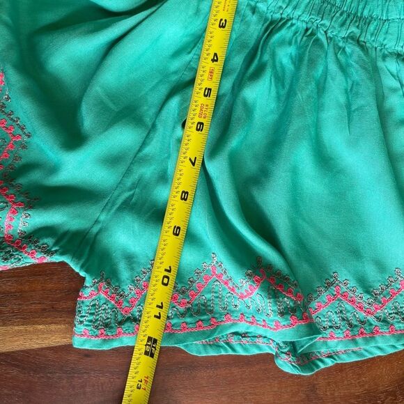 YOA Turquoise Shorts With Pink Embroidery - Picture 6 of 6
